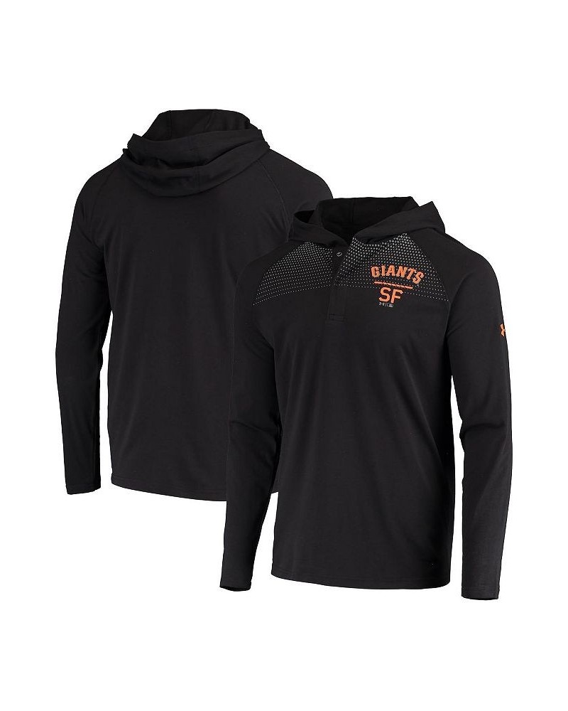 Men's Black San Francisco Giants Foundry Charged Henley Raglan Tri-Blend Performance Pullover Hoodie $40.94 Sweatshirt