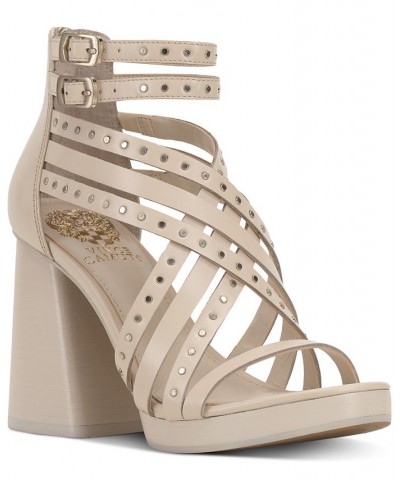 Nanthie Studded Strappy Platform City Sandals White $53.64 Shoes