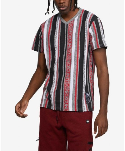 Men's Big and Tall Short Sleeves Line Down T-shirt Pastel Red $31.90 T-Shirts