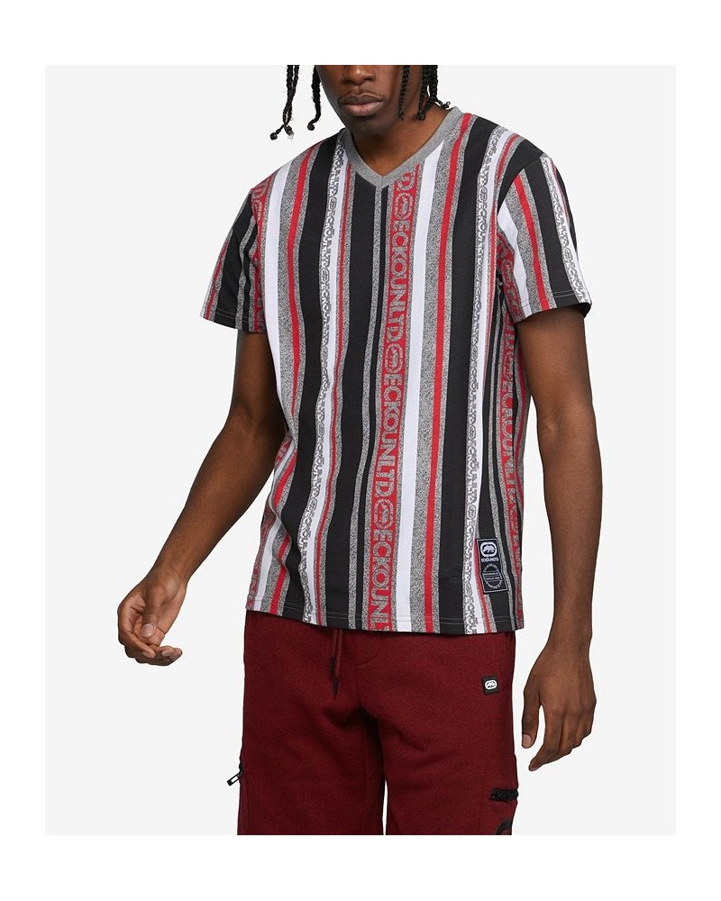 Men's Big and Tall Short Sleeves Line Down T-shirt Pastel Red $31.90 T-Shirts