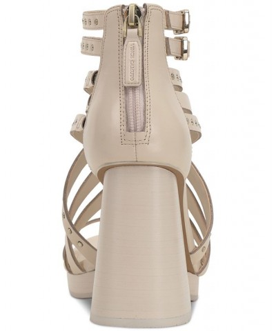 Nanthie Studded Strappy Platform City Sandals White $53.64 Shoes