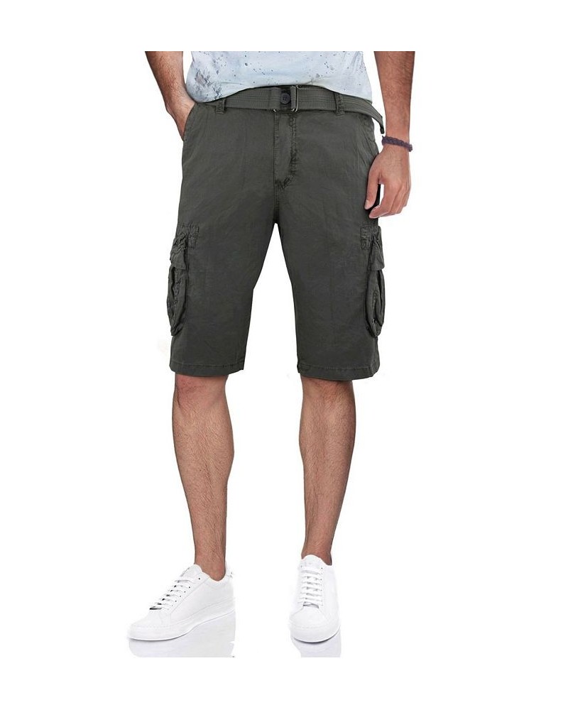 Men's Big and Tall Belted Double Pocket Cargo Shorts PD02 $27.90 Shorts