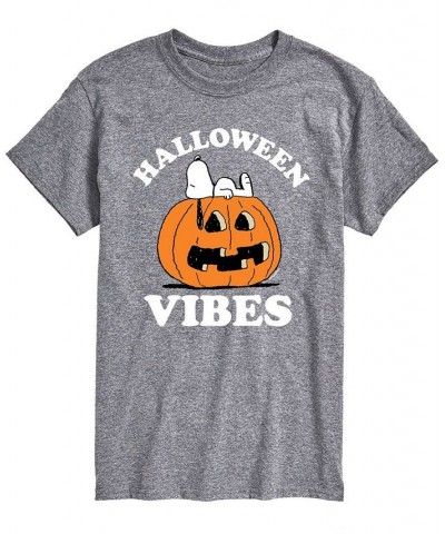 Men's Peanuts Halloween Vibes T-shirt Gray $15.75 T-Shirts