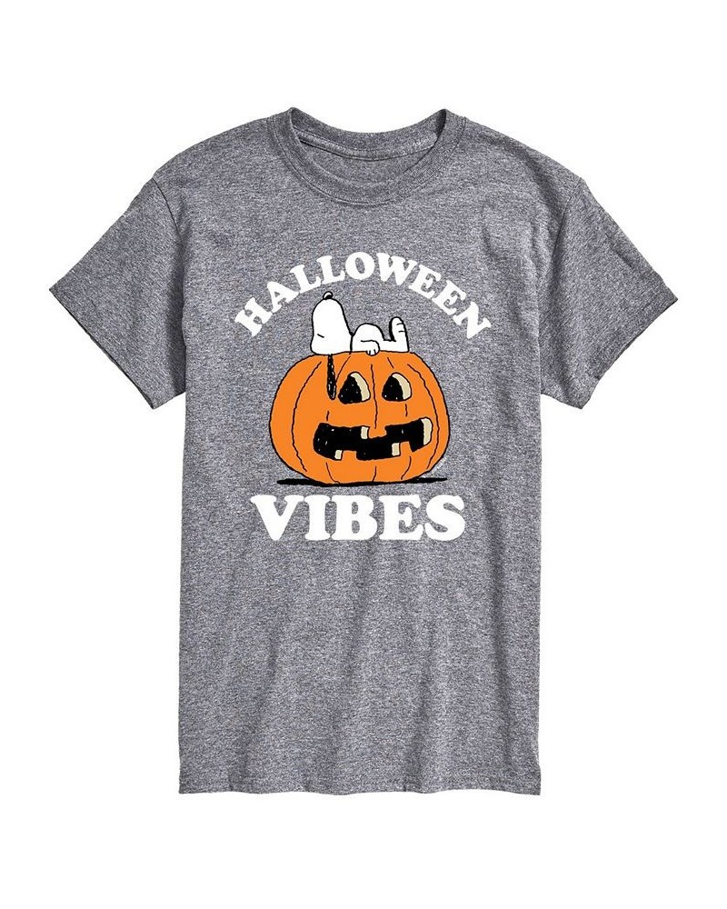 Men's Peanuts Halloween Vibes T-shirt Gray $15.75 T-Shirts