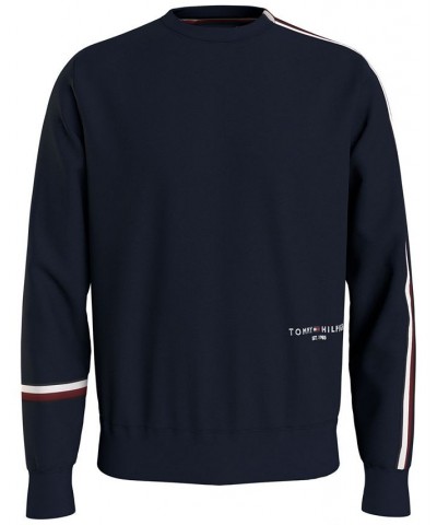 Men's New Global Stripe Crewneck Sweatshirt Blue $39.89 Sweatshirt