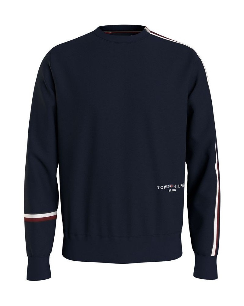 Men's New Global Stripe Crewneck Sweatshirt Blue $39.89 Sweatshirt