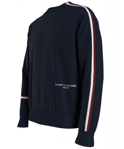 Men's New Global Stripe Crewneck Sweatshirt Blue $39.89 Sweatshirt