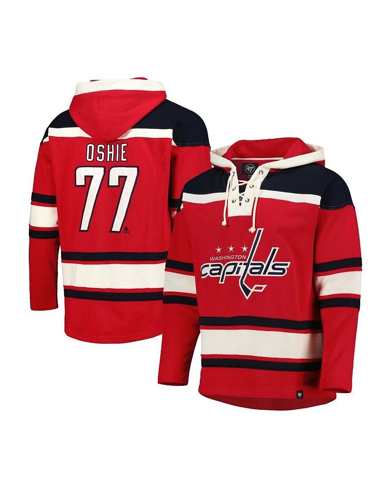 Men's TJ Oshie Red Washington Capitals Player Lacer Pullover Hoodie $63.02 Sweatshirt