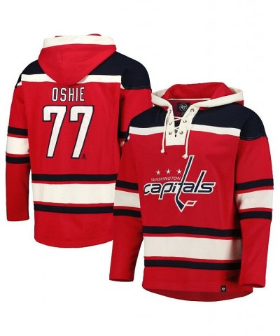 Men's TJ Oshie Red Washington Capitals Player Lacer Pullover Hoodie $63.02 Sweatshirt