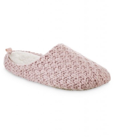 Women's Chunky Knit Sutton Hoodback Slippers Pink $12.31 Shoes