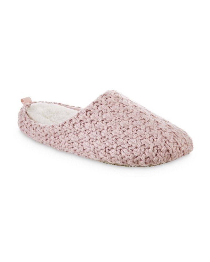 Women's Chunky Knit Sutton Hoodback Slippers Pink $12.31 Shoes