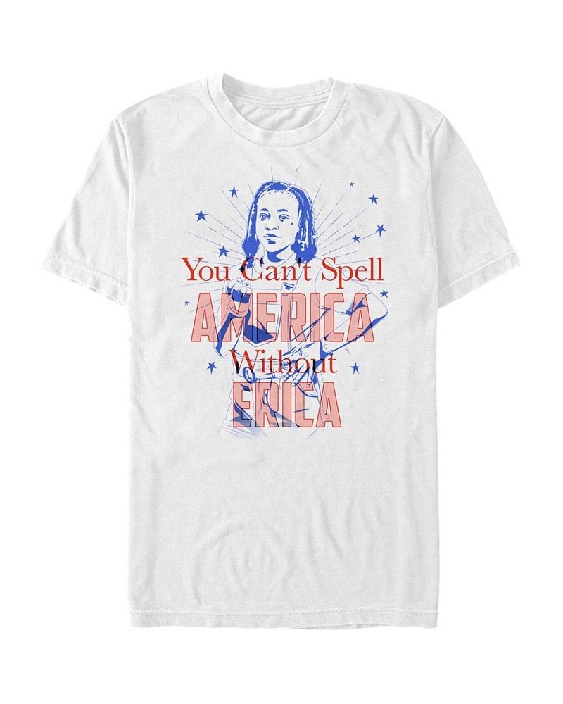 Men's Stranger Things America Erica Short Sleeve T-shirt White $14.70 T-Shirts