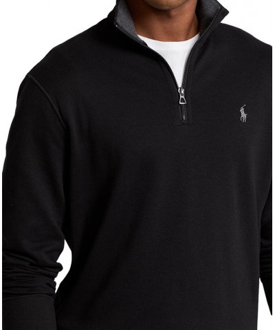 Men's Luxury Jersey Quarter-Zip Pullover Black $25.17 Sweatshirt