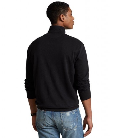 Men's Luxury Jersey Quarter-Zip Pullover Black $25.17 Sweatshirt