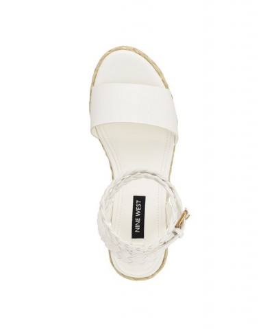 Women's Keily Round Toe Platform Wedge Sandals White $49.98 Shoes