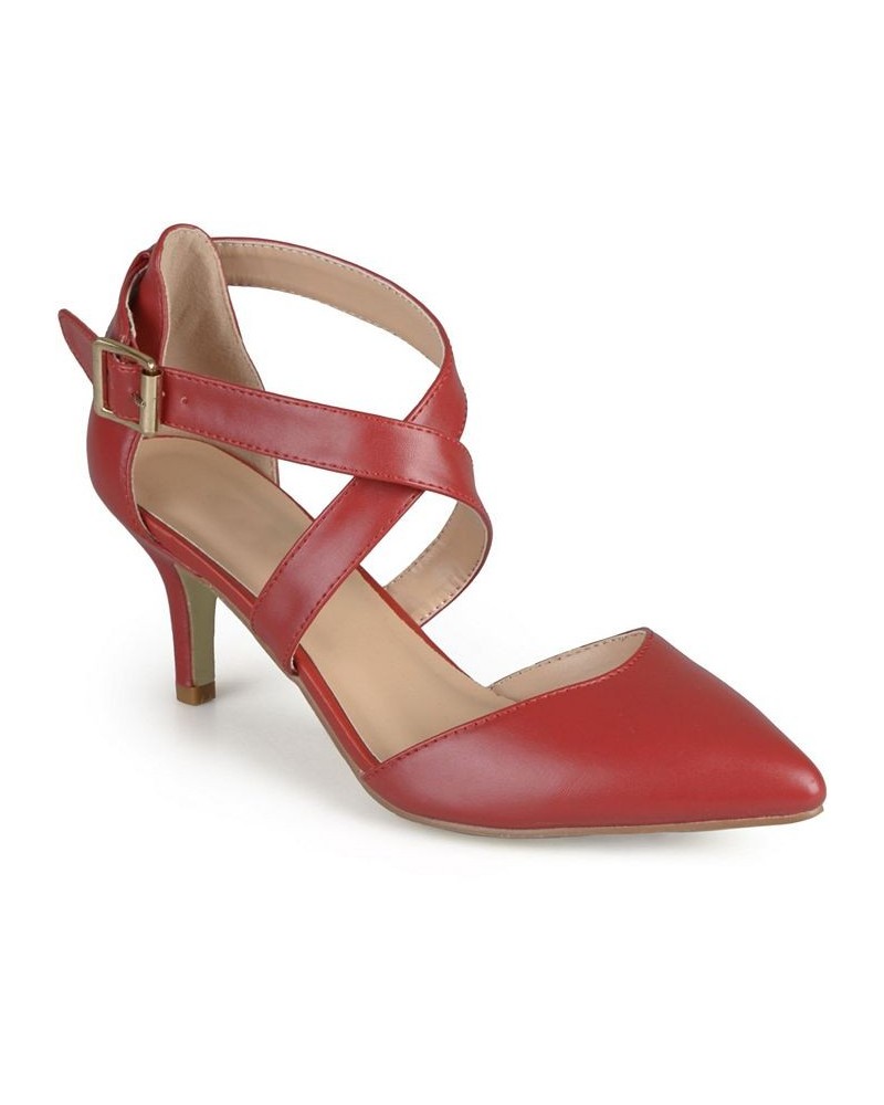 Women's Riva Crisscross Heels Red $36.90 Shoes