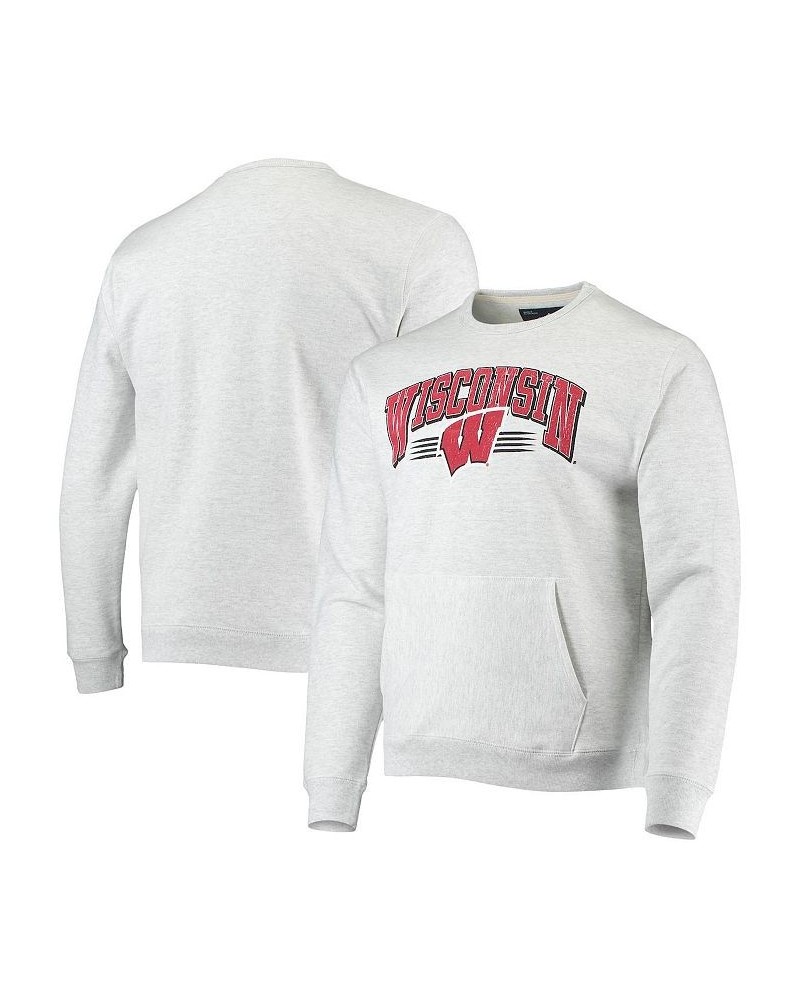 Men's Heathered Gray Wisconsin Badgers Upperclassman Pocket Pullover Sweatshirt $31.50 Sweatshirt