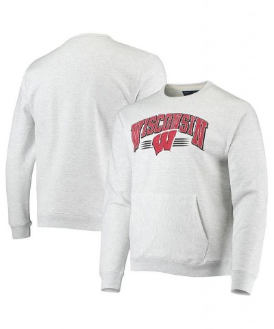 Men's Heathered Gray Wisconsin Badgers Upperclassman Pocket Pullover Sweatshirt $31.50 Sweatshirt