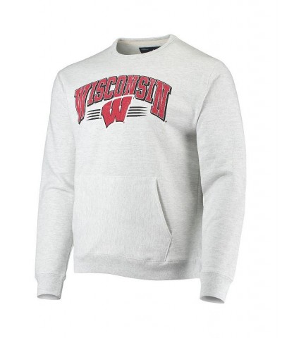 Men's Heathered Gray Wisconsin Badgers Upperclassman Pocket Pullover Sweatshirt $31.50 Sweatshirt