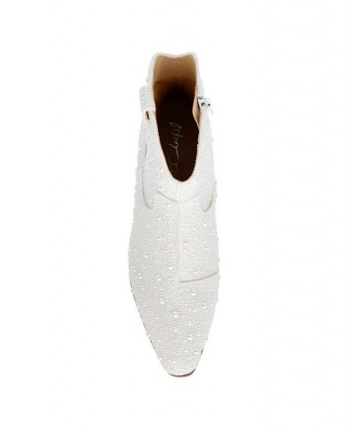 Women's Diva Embellished Western Booties White $76.97 Shoes