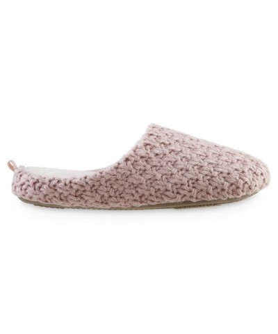 Women's Chunky Knit Sutton Hoodback Slippers Pink $12.31 Shoes