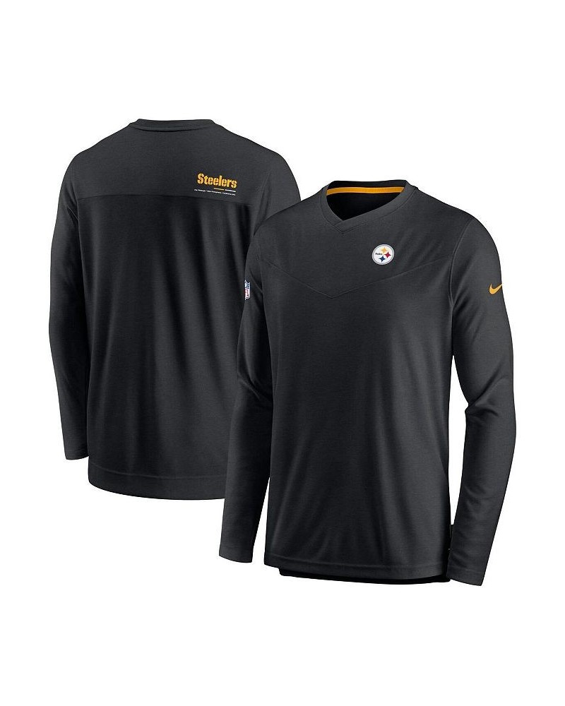 Men's Black Pittsburgh Steelers 2022 Sideline Coach Chevron Lock Up Performance Long Sleeve V-Neck T-shirt $35.69 T-Shirts