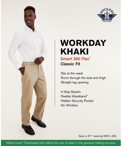 Men's Workday Smart 360 Flex Classic Fit Khaki Stretch Pants Tan/Beige $30.55 Pants