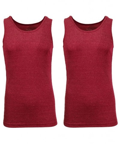 Men's Famous Heavyweight Ribbed Tank Top, Pack of 2 Burgundy-Burgundy $17.67 T-Shirts