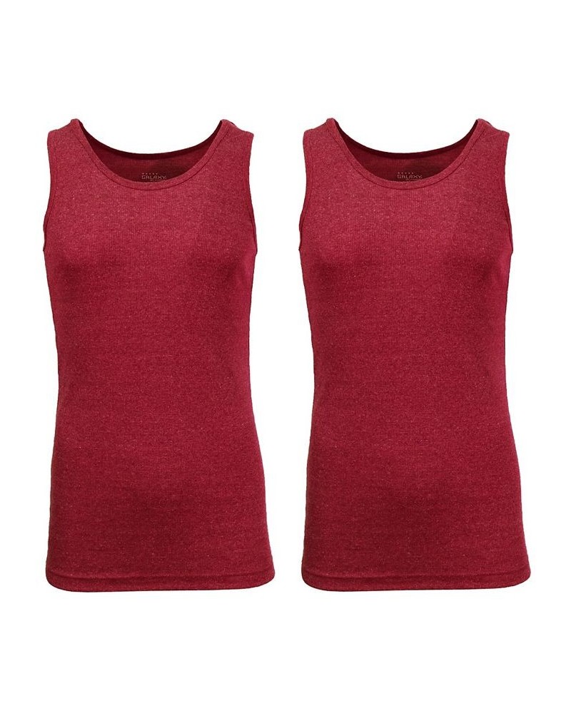 Men's Famous Heavyweight Ribbed Tank Top, Pack of 2 Burgundy-Burgundy $17.67 T-Shirts