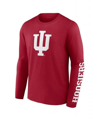 Men's Branded Crimson Indiana Hoosiers Double Time 2-Hit Long Sleeve T-shirt $18.45 T-Shirts