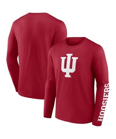 Men's Branded Crimson Indiana Hoosiers Double Time 2-Hit Long Sleeve T-shirt $18.45 T-Shirts