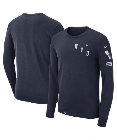 Men's Navy West Virginia Mountaineers Repeat Logo 2-Hit Long Sleeve T-shirt $21.15 T-Shirts