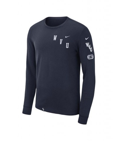 Men's Navy West Virginia Mountaineers Repeat Logo 2-Hit Long Sleeve T-shirt $21.15 T-Shirts