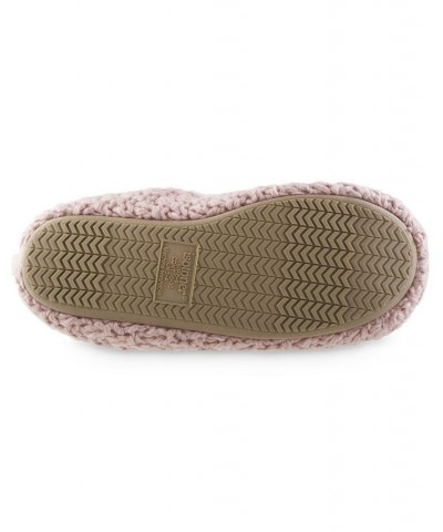 Women's Chunky Knit Sutton Hoodback Slippers Pink $12.31 Shoes