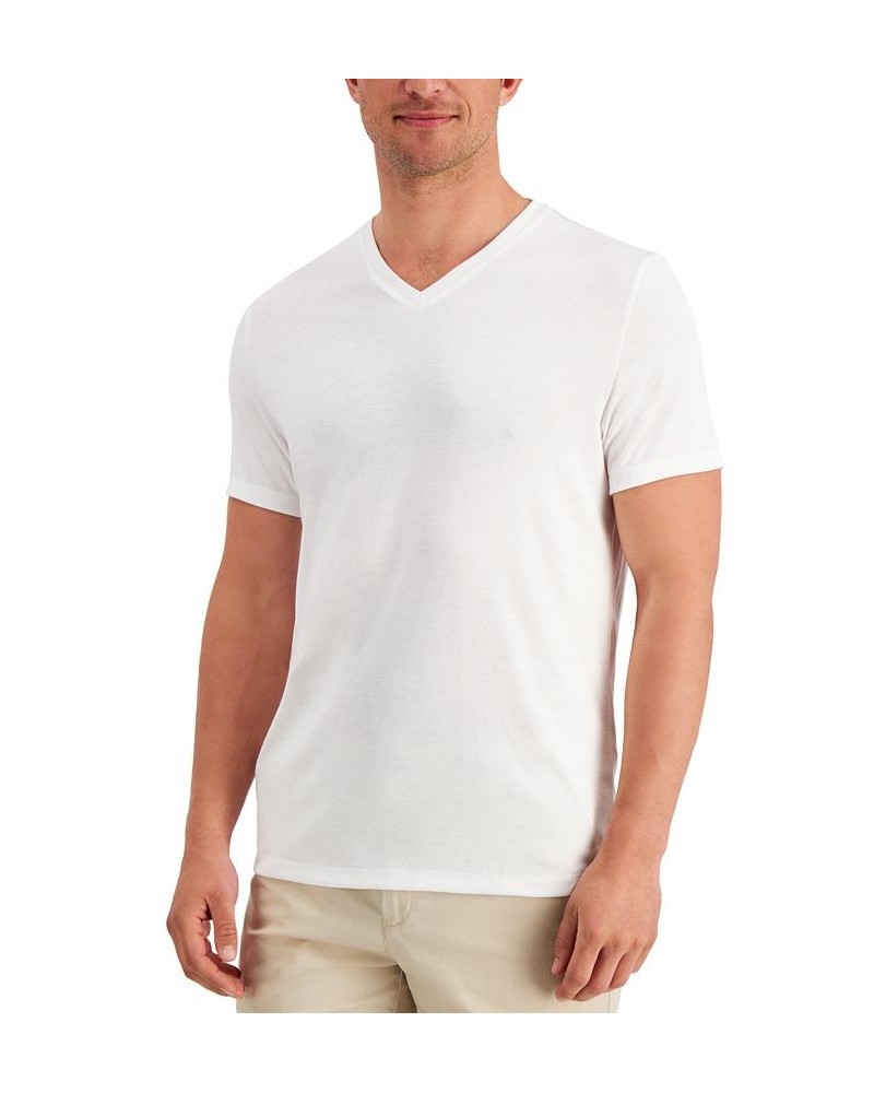 Men's Travel Stretch V-Neck T-Shirt White $10.79 T-Shirts