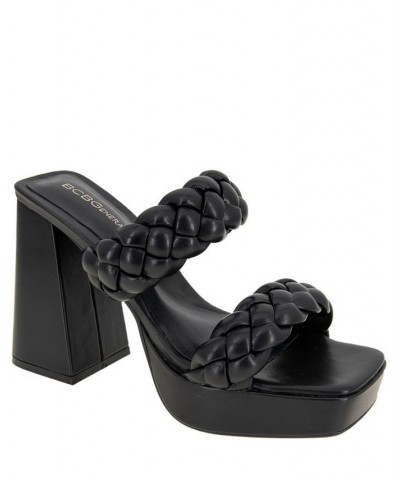 Women's Gemma Braided Platform Sandal Black $52.36 Shoes