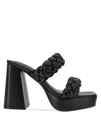 Women's Gemma Braided Platform Sandal Black $52.36 Shoes