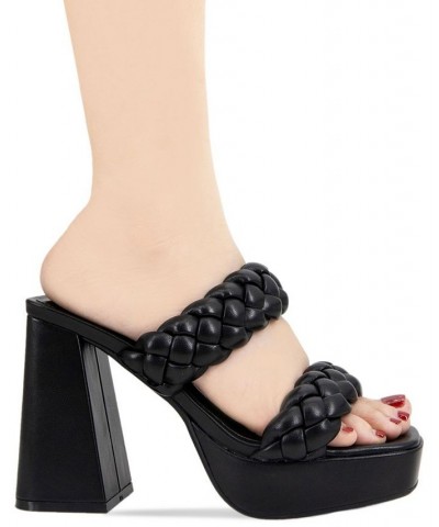 Women's Gemma Braided Platform Sandal Black $52.36 Shoes