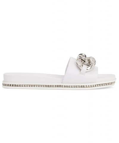 Women's Slip-On Embellished Slide Sandals Black $54.21 Shoes