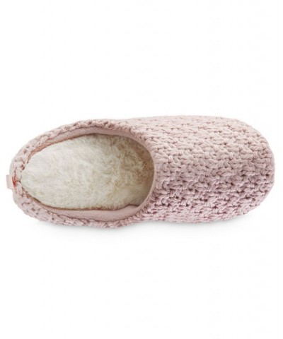 Women's Chunky Knit Sutton Hoodback Slippers Pink $12.31 Shoes