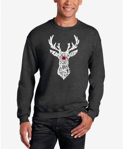 Men's Santa's Reindeer Word Art Crewneck Sweatshirt Gray $29.99 Sweatshirt