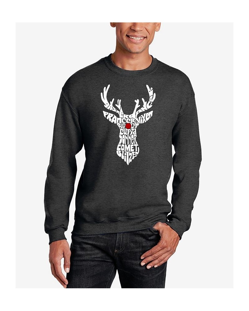 Men's Santa's Reindeer Word Art Crewneck Sweatshirt Gray $29.99 Sweatshirt