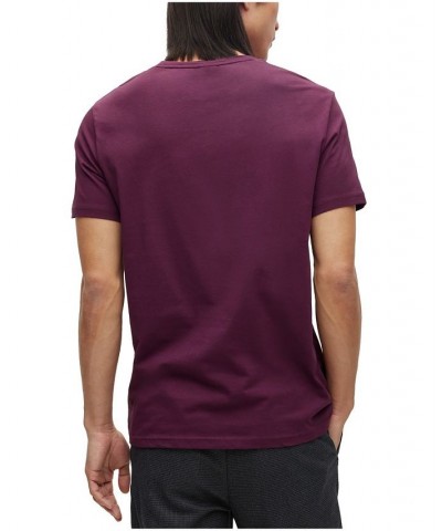 BOSS Men's Cotton Contrast Logo Relaxed-Fit T-shirt Purple $32.50 T-Shirts