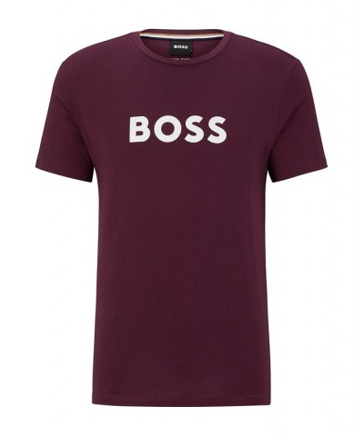 BOSS Men's Cotton Contrast Logo Relaxed-Fit T-shirt Purple $32.50 T-Shirts