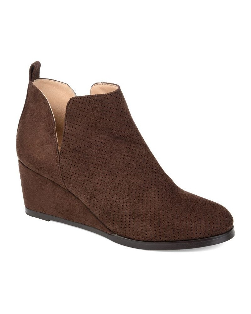 Women's Mylee Wedge Bootie Brown $45.10 Shoes