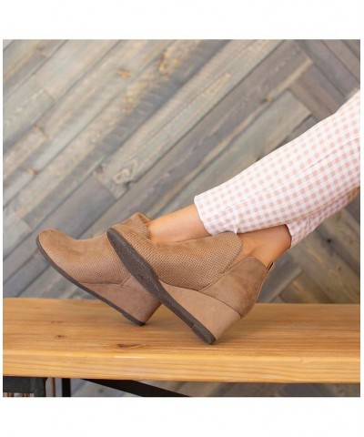 Women's Mylee Wedge Bootie Brown $45.10 Shoes