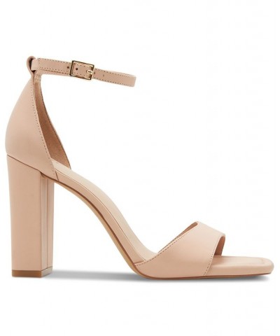 Women's Enaegyn Two-Piece Block-Heel Sandals Tan/Beige $47.00 Shoes