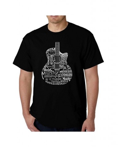 Men's Word Art - Languages Guitar T-Shirt Black $10.50 T-Shirts