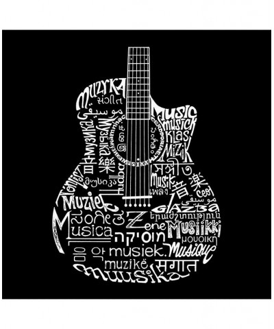 Men's Word Art - Languages Guitar T-Shirt Black $10.50 T-Shirts