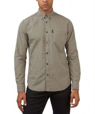 Men's Signature Gingham Long-Sleeve Button-Down Shirt Black $54.50 Shirts